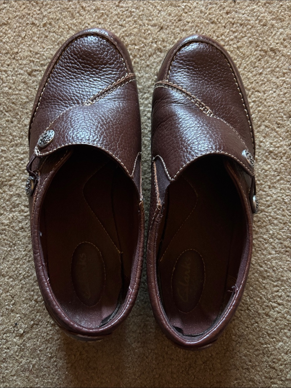 Clarks Brown Slip-On Casual Leather Shoes